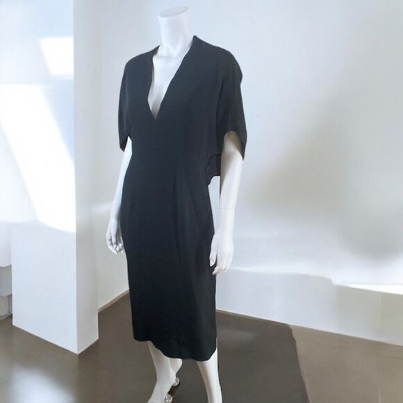 NWT Zara X Narciso Rodriguez Midi Dress Deep V-Neck Black, size Large - Picture 3 of 16